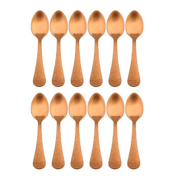 2x 6pc Coffee Culture Satin Copper Stainless Steel Coffee Spoon Set 11cm