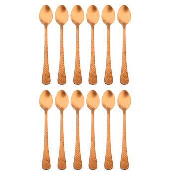 2x 6pc Coffee Culture Satin Copper Stainless Steel Parfait Spoon Set 17.8cm