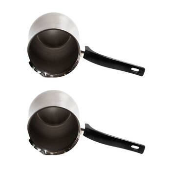 2PK Coffee Culture Stainless Steel 880ml Stovetop Turkish Coffee Pot - Silver