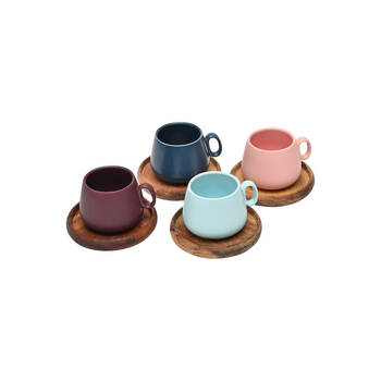4pc Coffee Culture 90ml Ceramic Espresso Cups w/ Coasters