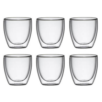 6pc Coffee Culture Barista 100ml Double Wall Coffee - Clear