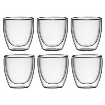 6pc Coffee Culture Barista 250ml Double Wall Coffee - Clear