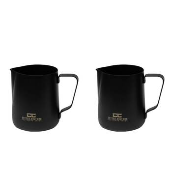 2PK Coffee Culture Stainless Steel 350ml Milk Frothing Jug Matte Black