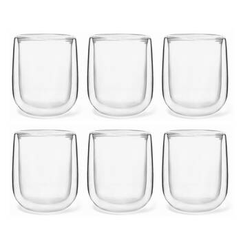6pc Coffee Culture Crema 350ml Double Wall Coffee/Tea Cup - Clear