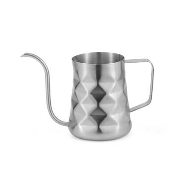 Coffee Culture Stainless Steel Diamond Embossed 600ml Goose Neck Jug Silver