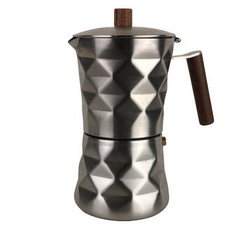 Coffee Culture Diamond Stainless Steel Espresso Moka Pot - Matte Silver