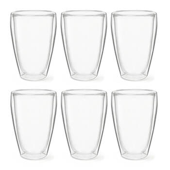 6pc Coffee Culture Moka 350ml Double Wall Coffee/Tea Cup - Clear