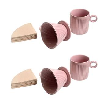 2PK Coffee Culture 320ml Ceramic Pour Over Coffee Dripper Set - Pink
