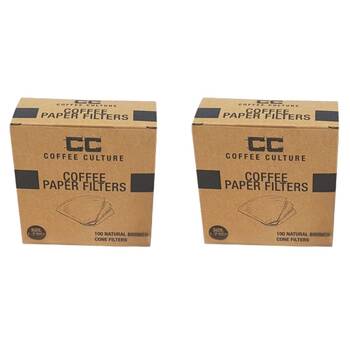 2x 100pc Coffee Culture 2-Cup Coffee Pour Over Paper Filter Size 1