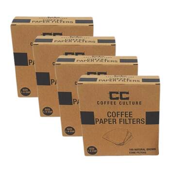 4x 100pc Coffee Culture 4-Cup Coffee Pour Over Paper Filter Size 1