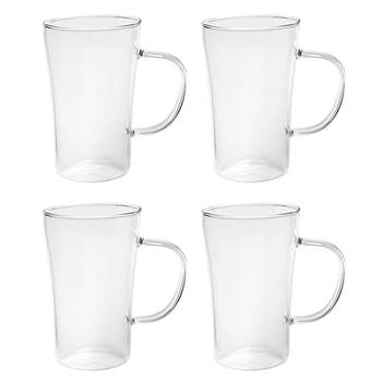 4pc Coffee Culture Luca 330ml Glass Single Wall Mug Set - Clear