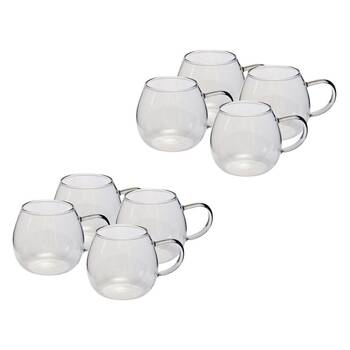 2x 4pc Coffee Culture Deca 380ml Glass Single Wall Mug Set - Clear