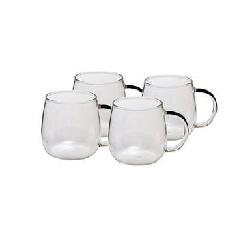 4pc Coffee Culture Arlo 400ml Glass Single Wall Mug Set - Clear