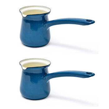 2PK Coffee Culture Enamel 300ml Stovetop Turkish Coffee Pot - Teal