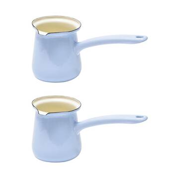 2PK Coffee Culture Enamel 450ml Stovetop Turkish Coffee Pot - Sky