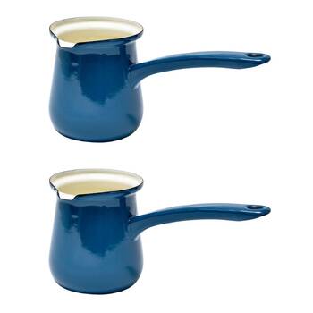 2PK Coffee Culture Enamel 450ml Stovetop Turkish Coffee Pot - Teal