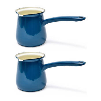 2PK Coffee Culture Enamel 750ml Stovetop Turkish Coffee Pot - Teal