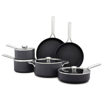 10pc OXO Ceramic Professional Non-Stick Cookware Set Grey
