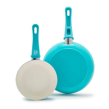 2pc Greenlife 7/10in Aluminium Soft Grip Frypan Set Caribbean Blue