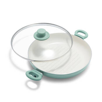 Greenlife 28cm Aluminium Soft Grip Grill Pan Turquoise
