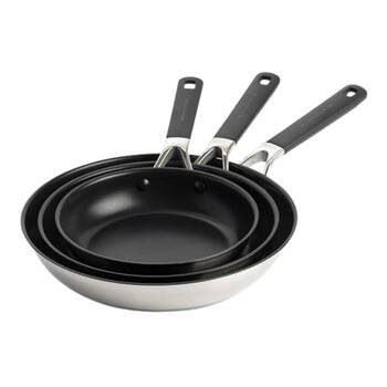 3pc KitchenAid Classic Stainless Steel Frying Pan Set 