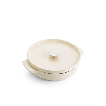 KitchenAid 26cm Cast Iron Shallow Covered Casserole Almond Cream