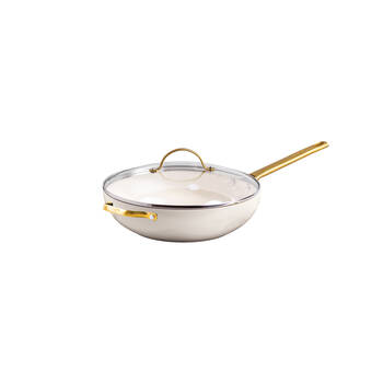 Greenpan Padova Cvd 32cm/5.43L Wok w/ Helper Hand Ceramic Aluminium Cream White