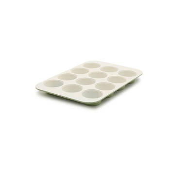 Greenpan Reserve 12 Cup Muffin Pan Ceramic Non-Stick Baking Tray Sage Green