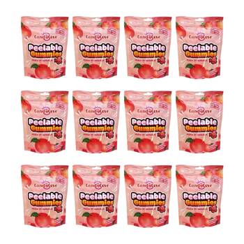 12PK Candy Cove Peelable Gummy Peach Flavoured Lollies 65g Sweet Confectionery