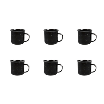 6PK Cockatoo Enamel Mug Black Speckle Great for Outdoor Camping 8x8cm