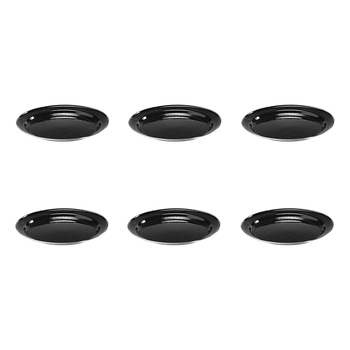 6PK Cockatoo Enamel Dinner Plate Black Speckle Outdoor Camping/Hiking 24cm