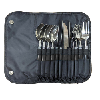 12pc Wildtrak Stainless Steel Cutlery Set w/ Roll Up Travel Pouch