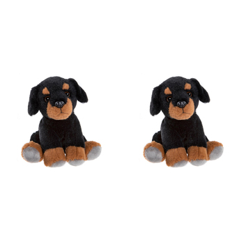 2PK Charlie Bears Cuddle Cub Rottie Dog Kids Soft Play Toy 0m+ - Black