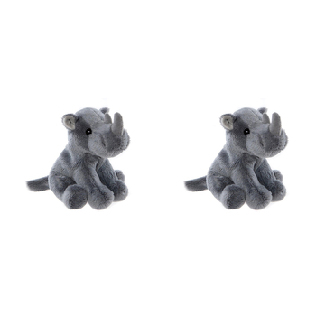 2PK Charlie Bears Cuddle Cub Rhino Kids Soft Play Toy 0m+ - Grey