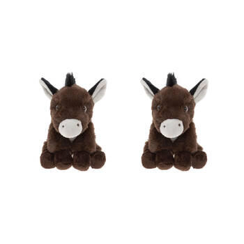 2PK Charlie Bears Kids Plush Toy Donkey Cuddle Club Collection 0Y+ Brown