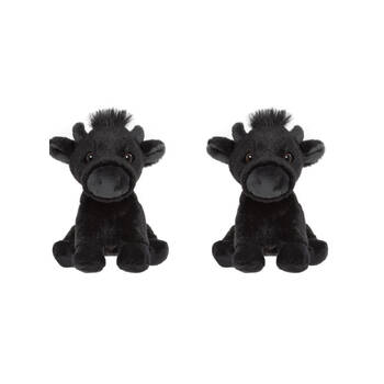 2PK Charlie Bears Kids Plush Toy Belted Cow Cuddle Club Collection 0Y+ Black