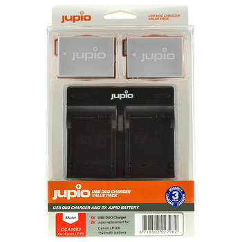 Jupio 2x Batteries 1120mAh & USB Dual Charger Kit For Canon LP-E8