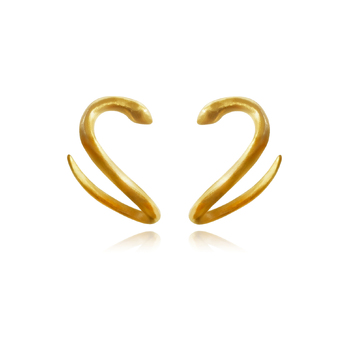 Culturesse Cassidy Artisan 15mm Dainty Serpent Stud Earrings - Gold Filled
