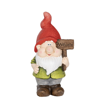 Northcote Pottery Gnome Garden Decor Red Hat With Welcome Sign 28cm