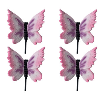 4PK Northcote Pottery Garden Stake Small Butterfly Pink 