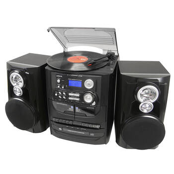 Hi-Fi Turntable Vinyl Player Dual Cassette & AM/FM Radio