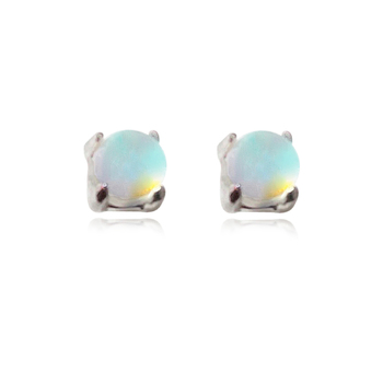 Culturesse Dawn Dainty 3mm Moon Stud Earrings - Opal