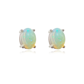 Culturesse Lumi 6mm Dainty Stud Earrings - Solid Opal