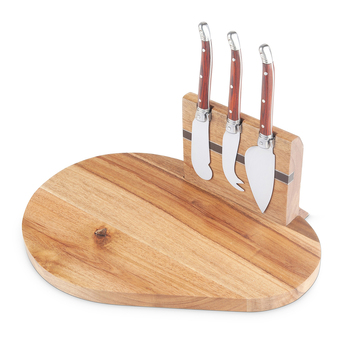 2pc Final Touch Magnetic Acacia Wood Cheese Board Set Brown