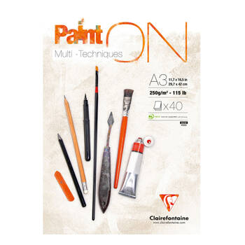 Clairefontaine Paint'On Heavy-Weight Glued Creative Artist Pad A3 White