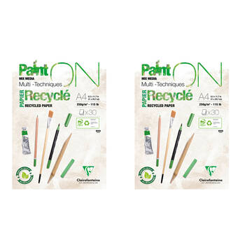 2PK Clairefontaine Paint'On Mixed Media Heavy-Weight Art Pad Recycled A4