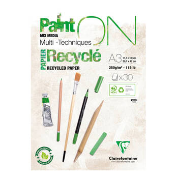 Clairefontaine Paint'On Mixed Media Heavy-Weight Art Pad Recycled A3