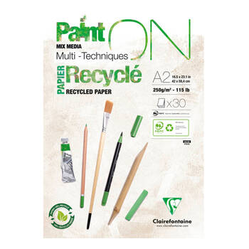 Clairefontaine Paint'On Mixed Media Heavy-Weight Art Pad Recycled A2
