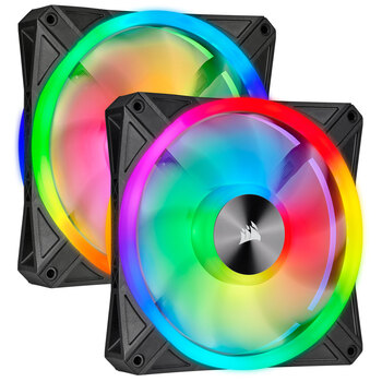 2PK Corsair iCUE QL140 RGB 140mm 1250RPM Cooling Fan f/ Gaming PC Case BLK