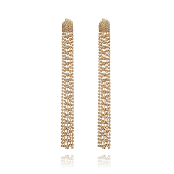 Culturesse Elizabeth 17cm Diamante Tassel Earrings For Pierced Ears - Gold 